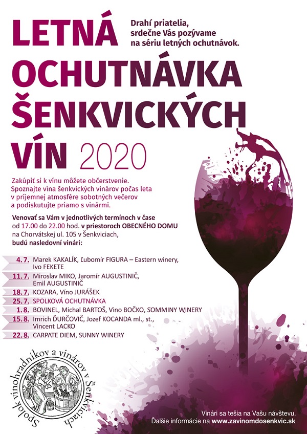 Letné ochutnávky šenkvických vinárov 2020